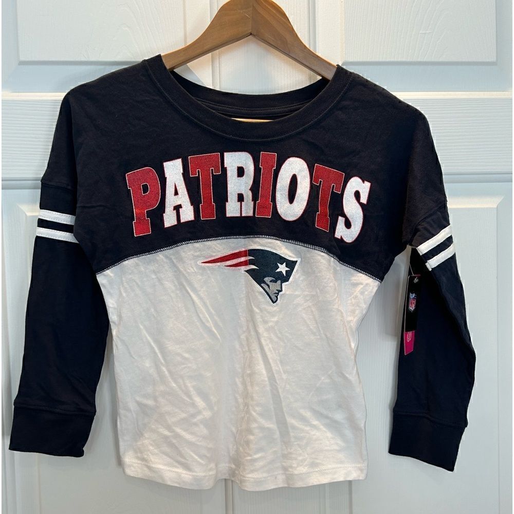 New England Patriots Shirt NFL Team Apparel Glitter NWT Girls 7/8
